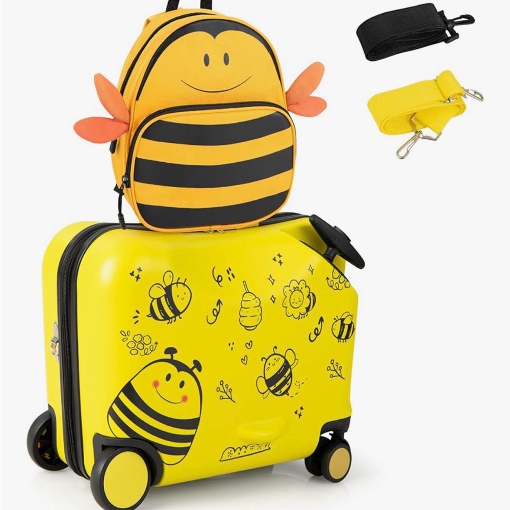 Kids Bee Ride-On Suitcase / Carry-On Luggage - Yellow & Black